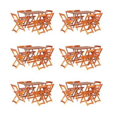 Imagem de Kit 6 Conjuntos Dobráveis 120x70 com 6 Cadeiras Mel - Móveis Britz