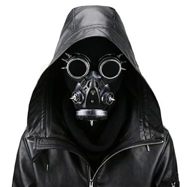 Imagem de Kissybride Máscara de gás retrô Steampunk com óculos pontiagudos para Halloween, cosplay, fantasia adereços (prata)