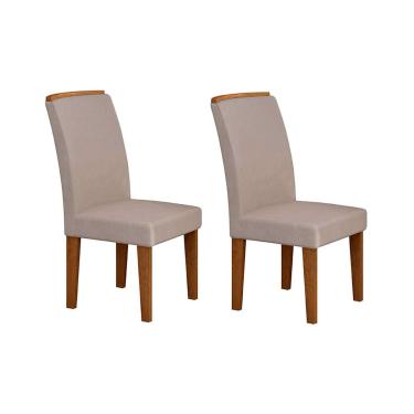 Imagem de Kit 2 Cadeiras Sala Jantar Lunara 2 Un Madeira Capuccino/Suede Creme - Rufato