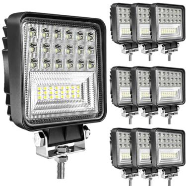 Imagem de MUVKQC Luzes LED de trabalho para caminhão, 10 unidades de 10 unidades de 10 polegadas 126 W, conjunto de luzes de LED para caminhonete, caminhonete, quadriciclo, UTV, 4WD, trator, barco