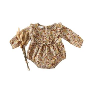 Imagem de Macacão De Algodão Macio Para Bebê Menina 0-2 Anos Com Mangas Longas, 