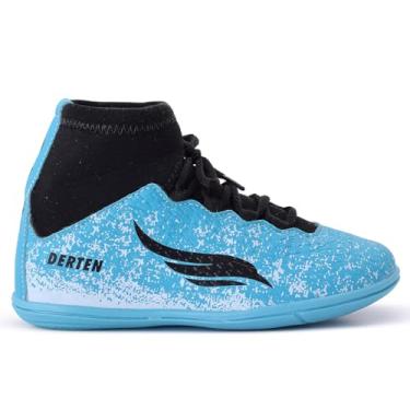 Imagem de Chuteira Futsal Botinha Infantil Tênis Salão Quadra Lisa Criança Escola Original (Azul, BR, Criança de 9 a 12 anos, Numérico, 26)