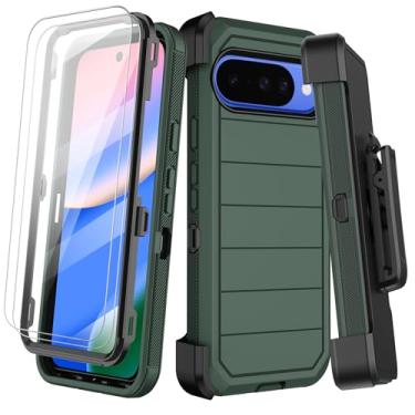 Imagem de Capa para Google Pixel 10, capas para Pixel 10 Pro com clipe para cinto, 2 protetores de tela, resistente à prova de choque, proteção contra quedas, proteção contra quedas, capa de celular robusta de