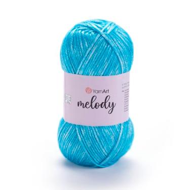 Imagem de YarnArt Melody – Fibra de brilho metálico para tricô, crochê e bordado, novelo de 100 g, 230 m, mistura premium de 70% poliamida, 21% acrílico, 9% lã (893)