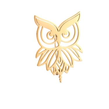 Imagem de Broche de pássaro banhado a ouro de aço inoxidável estilo punk, acessórios de terno, conjunto de combinação de casamento, free size, Aço inoxidável, Pedra preciosa na