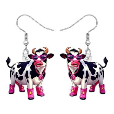 Imagem de DUOWEI Brincos de acrílico fofos com estampa de vaca para mulheres amantes de animais de fazenda, hipoalergênicos, desenhos animados, gado leiteiro, presentes de fazendeiro, joias, Medium, Acrílico