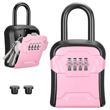 Imagem de Puroma Caixa de bloqueio, suporte de parede para chave e combinação portátil com código redefinível, cofre de segurança para chaves externas de casa, armazenamento de chaves sobressalentes para