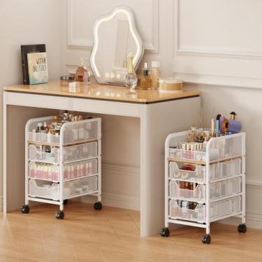 Imagem de Organizador de carrinho de maquiagem rolante Jakyitvi com 3 gavetas br