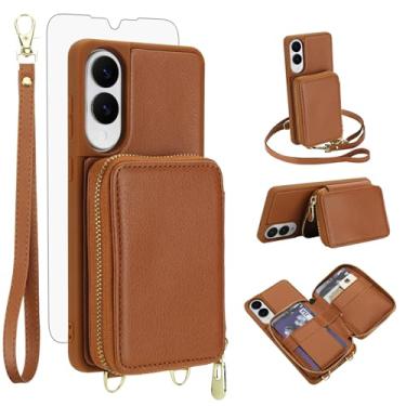 Imagem de Capa de celular para Samsung Galaxy S25 Edge 5G carteira de celular com protetor de tela de vidro temperado, alça transversal, cordão com bloqueio de RFID, suporte para cartão de crédito S25Edge 25S S