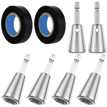 Imagem de WhSunVo Ferramenta de torção de fio de 3/6 peças, cabo de broca sextavado de 6 mm, ferramenta Twister, conector de fio elétrico, porca, cabo Twister, ferramenta de conector com 1 fita para fio (oito