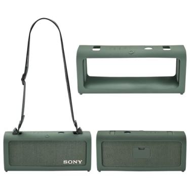 Imagem de Capa de silicone compatível com alto-falante Bluetooth sem fio Sony ULT Field 3, capa protetora de viagem com alça de ombro para alto-falante Bluetooth Sony ULT Field 3 (verde)