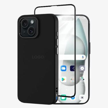 Imagem de Kit Capa Capinha Case Proteção Premium Preta Anti Impactos + Película de Vidro 3d (iPhone 15 Plus)