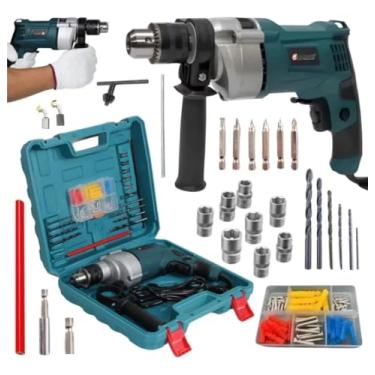 Imagem de Furadeira de Impacto 1100W com Maleta e 32 Peças Mandril 13mm Velocidade Variável e Reversível (220 Volts)