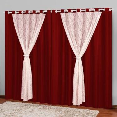 Imagem de Cortina de Renda 3,00x2,50 Ilhós Plástico Vermelho Marrocos - EMPÓRIO 