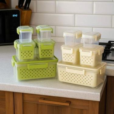 Imagem de Kit 5 Potes de Plástico Organizador para Alimentos Armazena com Tampa 