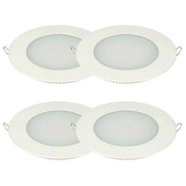 Imagem de Kit 4 Painel Plafon LED de Embutir 9 cm Taschibra Redondo 3W, Luz Branca 6500K