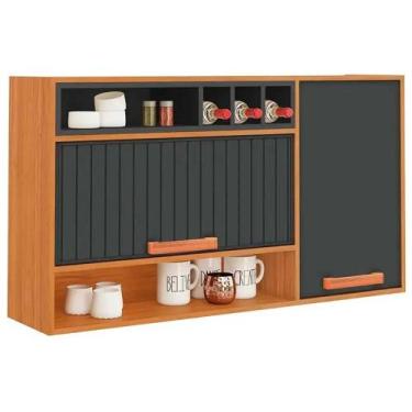 Imagem de Armário Aéreo Napoles 120cm 2 Portas Itatiaia Cor Cinamomo Grafite - E