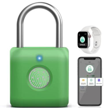 Imagem de Cadeado de impressão digital Pothunder Smart Locker Lock verde abacate
