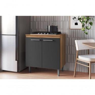 Imagem de Armário De Cozinha Com Balcão E 2 Portas Para Cooktop 4 Bocas Carvalho