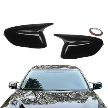 Imagem de Arkdeffon Capa de espelho lateral retrovisor, 2 peças, capa de espelho lateral de porta compatível com Infiniti Q50 Q60 Q70 QX30 QX50 2014-2020 (preto brilhante)