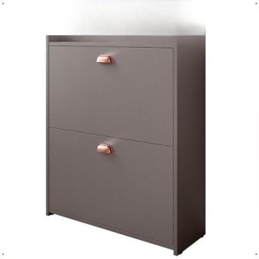 Imagem de Sapateira Vertical Com 2 Portas Basculantes - Organizador Para 12 Pares De CalçAdos, Multiuso Para Hall De Entrada, Quarto E Closet - Sapateira Fechada Moderna(Cinza Pérola)