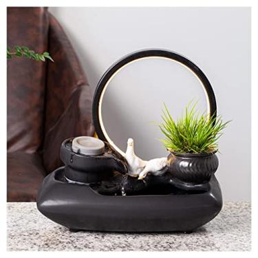 Imagem de XFNVXC Fonte decorativa para interior fonte de mesa criativa sala de estar cerâmica ornamento de água corrente escritório desktop fonte de água circulante paisagem ornamental casa