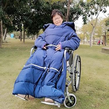 Imagem de Cadeira de rodas aconchegante para adultos, cobertor quente para cadeira de rodas, cobertor de cadeira de rodas com mangas, capa de cadeira de rodas dobrável à prova de vento para adultos, para capas