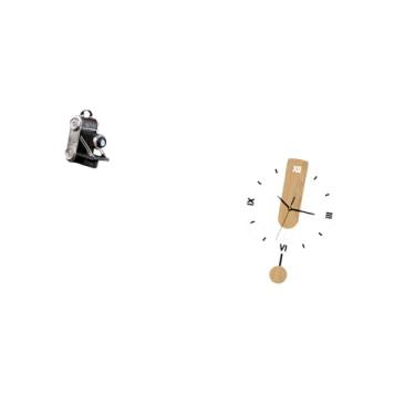 Imagem de Fenteer Modelo de Estátua de Câmera de Resina E Ornamento de Relógio de Parede de Acrílico com Grandes Algarismos Romanos, Decoração Silenciosa para Armários,