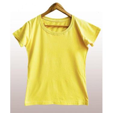 Imagem de Camiseta Feminina Estonada Amarela - 100% Algodão, Selo BCI, Tamanhos 