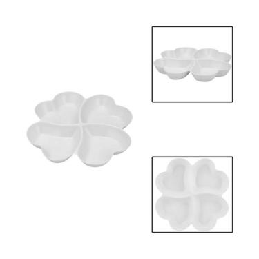 Imagem de Petisqueira Coração Melamina Branca 4 Divisórias Fruta Snack - UnyHome