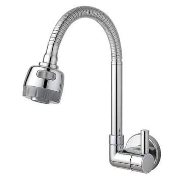 Imagem de Torneira Gourmet Flexível Cromada Parede com Jato Ajustável e Arejador