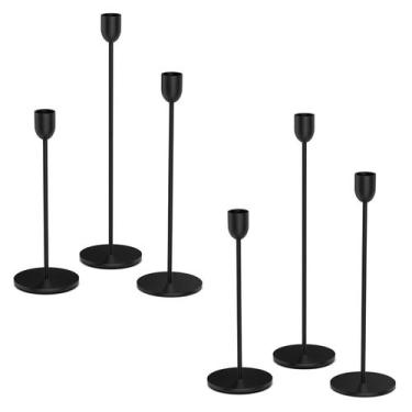 Imagem de Suporte de castiçal CHEFBEE Black Tall 6PCS em liga de alumínio