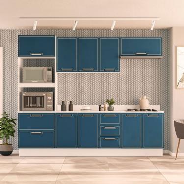 Imagem de Cozinha Compacta 250097 5 Peças Amara Branco Azul Politorno Móveis