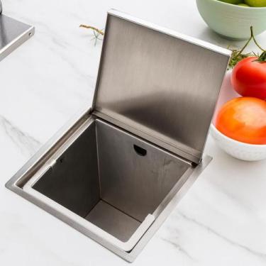 Imagem de Lixeira Quadrada De Embutir Inox 4 L De Bancada - Cozix