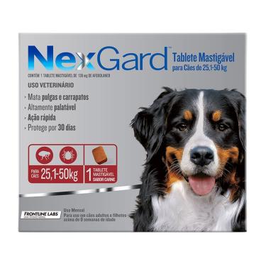 Imagem de NexGard Contra Pulgas e Carrapatos para Cães de 25,1 a 50kg 1 Tablete Mastigável