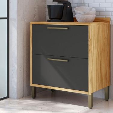 Imagem de Balcão de Cozinha 80 Cm Syrah 1 Porta 1 Gaveta 100% Mdf Amêndoa/Cinza - Rio Doce