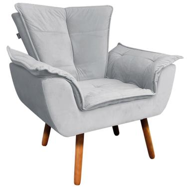 Imagem de Poltrona Decorativa Pés Palito Charger Veludo Cinza - Gran Belo