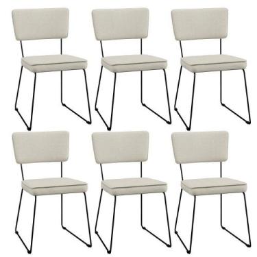 Imagem de Kit 6 Cadeiras Estofada Para Sala Jantar Base Aço Champagne - LYAM DEC