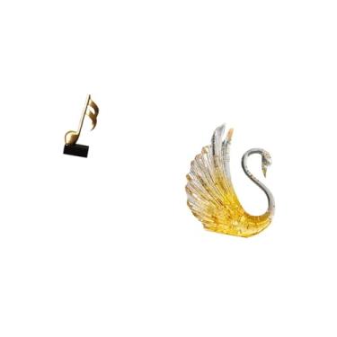 Imagem de Fenteer Escultura de Cisne com Nota Musical em Resina, Estatueta Criativa, Enfeite de Mesa, Peça Central, Figura de Pássaro Decorativa para Mesa, Lareira, Sal