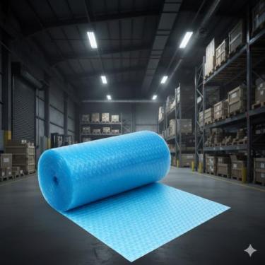 Imagem de Plástico Bolha Azul 1m x 100m | Proteção Premium e Visual Profissional | Ideal p/Transporte Seguro, Embalagens e Mudanças | Alta Resistência e Estoque Limitado