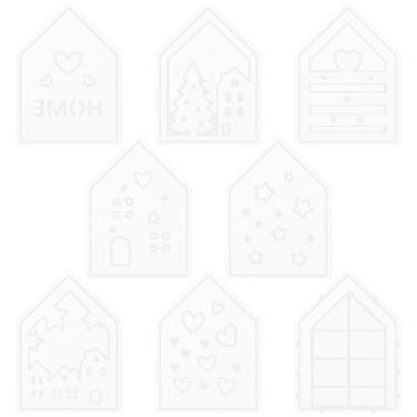 Imagem de Conjunto de moldes de casa de arte de silicone de 8 peças, molde de silicone em forma de mini casa, molde de fundição reutilizável para suporte de livros, molde de fundição DIY para decoração de casa