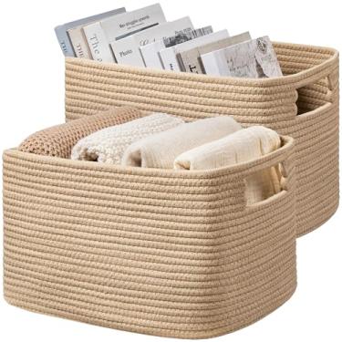 Imagem de UBBCARE Pacote com 2 cestas de prateleira, cestas de armazenamento de tecido maiores para organizar (35 cm C x 24 cm L x 23 cm A), organizador de cesta para brinquedos, livros, roupas, cesta de