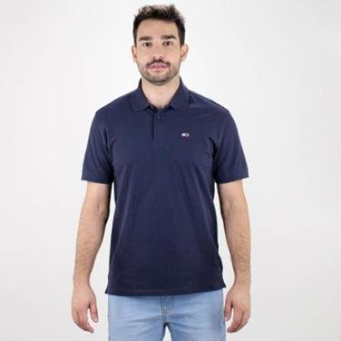 Imagem de Camiseta Polo Tommy Clássica Fine Piquê Azul Escuro - Masculino-Masculino