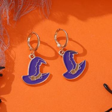 Imagem de Brincos de Halloween para mulheres, teia de aranha, abóbora, fantasma, morcego, brincos pendurados, roupas de Halloween, acessórios de bijuteria de fantasia, 2inch, Aço inoxidável, Sem pedra preciosa