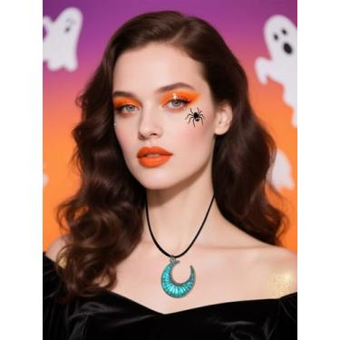 Imagem de Colar de Halloween para mulheres e homens, colares de lua preta que brilham no escuro, para festa de Halloween, acessórios masculinos, joias