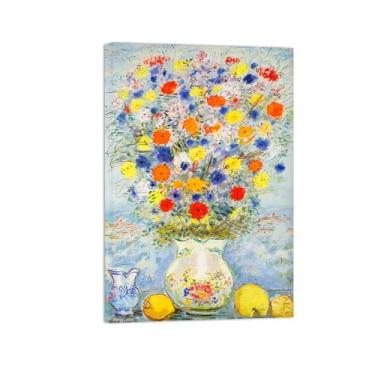 Imagem de Pôster e impressões em tela de flores vintage - reprodução de pintura de arte de parede famosa - Flores e limões - Imagens prontas para pendurar tela emoldurada 40 x 60 cm 16 x 24 pol