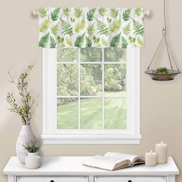 Imagem de Cortina de saia com folhas de cozinha para janela tema verde haste bolso sanefa cozinha tratamento de janela para quarto sala de estar 137 x 45 cm