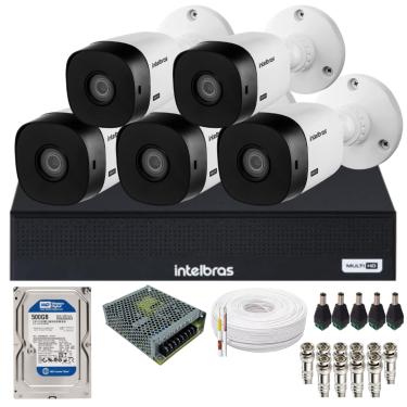 Imagem de Kit 5 Câmeras Full Hd 1220b Intelbras Dvr Intelbras 08 Canais 1108-c Acompanha Hd