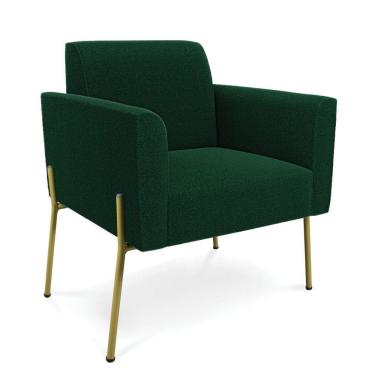 Imagem de Poltrona Sala De Estar Pé Ferro Dourado Marisa Bouclê Verde D03 - D'rossi