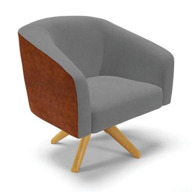 Imagem de Cadeira Sala De Jantar Giratória Ma30 Stella Noz/linho D03 - D'rossi Cor Grafite